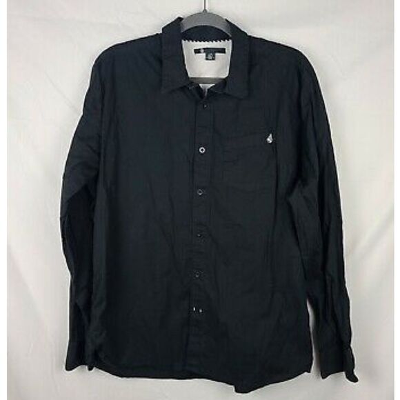 VOLCOM X FACTOR LONG SLEEVES BUTTON UP BLACK SHIRT MEN’S SIZE LARGE - Picture 1 of 4